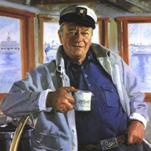 AT THE WHEEL: Hollywood tough guy John Wayne is the latest dead celebrity to be tapped as the face of a designer apparel line.