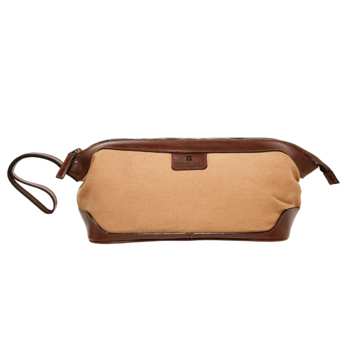 Trafalgar Georgetown Canvas Toiletry Kit: 100% Genuine Leather Trim
