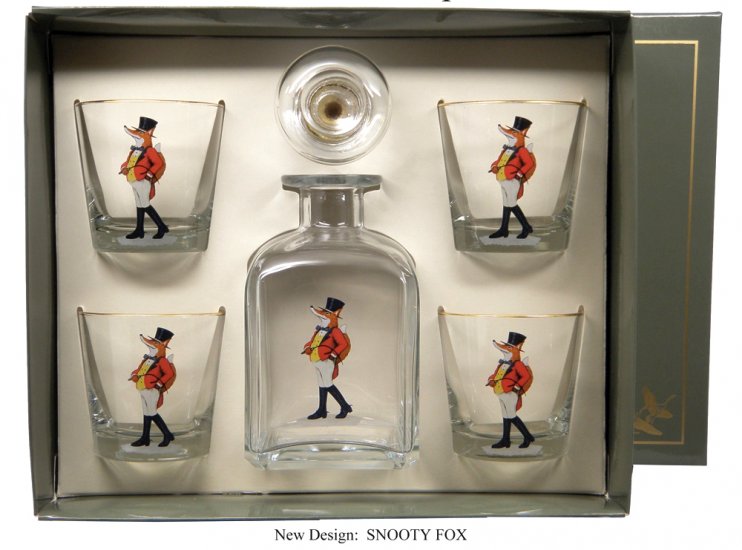 Snooty Fox, Decanter Set w/4 Tapered Old Fashioned, gift Boxed - Click Image to Close