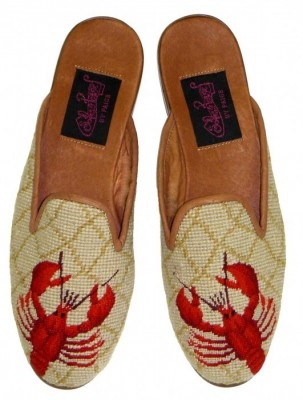 T7014-1 Red Lobster Needlepoint Mule