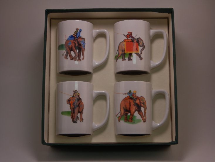 Elephant Polo, Porcelain Mugs, 10oz, gft boxed - Click Image to Close