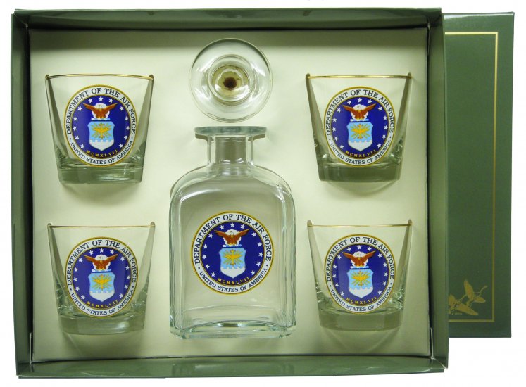 Air Force, Decanter Set w/4 Tapered Old Fashioned, gift Boxed - Click Image to Close