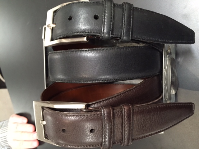 Belt 38 Leather Silver In Italy Made Brooks Dress Brothers Buckle