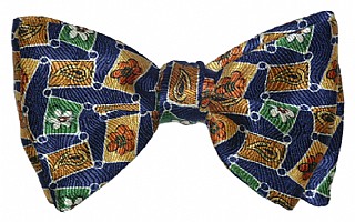 Navy with Linked Boxes Print Day Bow