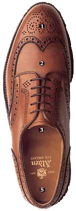Alden Shoes: Photo of shoe detail, showing Alden shoe craftsmanship