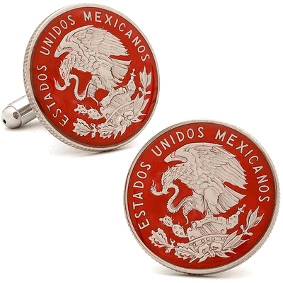 Hand Painted Mexican Coin Cufflinks