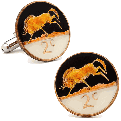 Hand Painted South Africa Coin Cufflinks