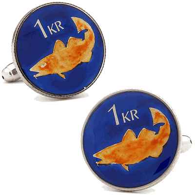 Hand Painted Iceland Coin Cufflinks