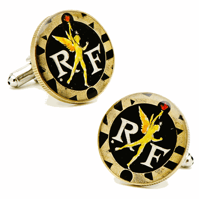 Hand Painted French Coin Cufflinks