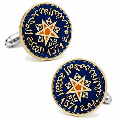 Hand Painted Moroccan Coin Cufflinks