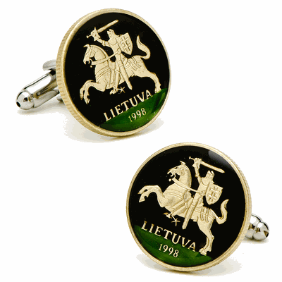 Hand Painted Lithuania Coin Cufflinks