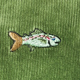 Beachcomber Corduroy Pant Fatigue Green with Trout