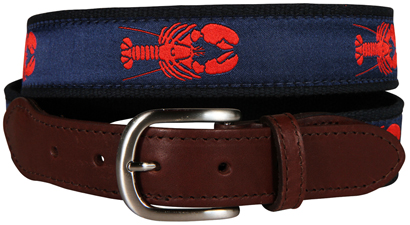 Maine Lobster (Navy) Leather Tab Belt