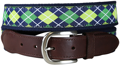 Argyle (Navy & Green) Leather Tab Belt