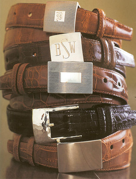 Robert Talbott Monogrammed Belt Collection from Dann, Engraved Sterling  Silver Buckles, Alligator Straps